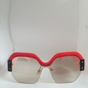 Womens half rimless sunglasses red/pink